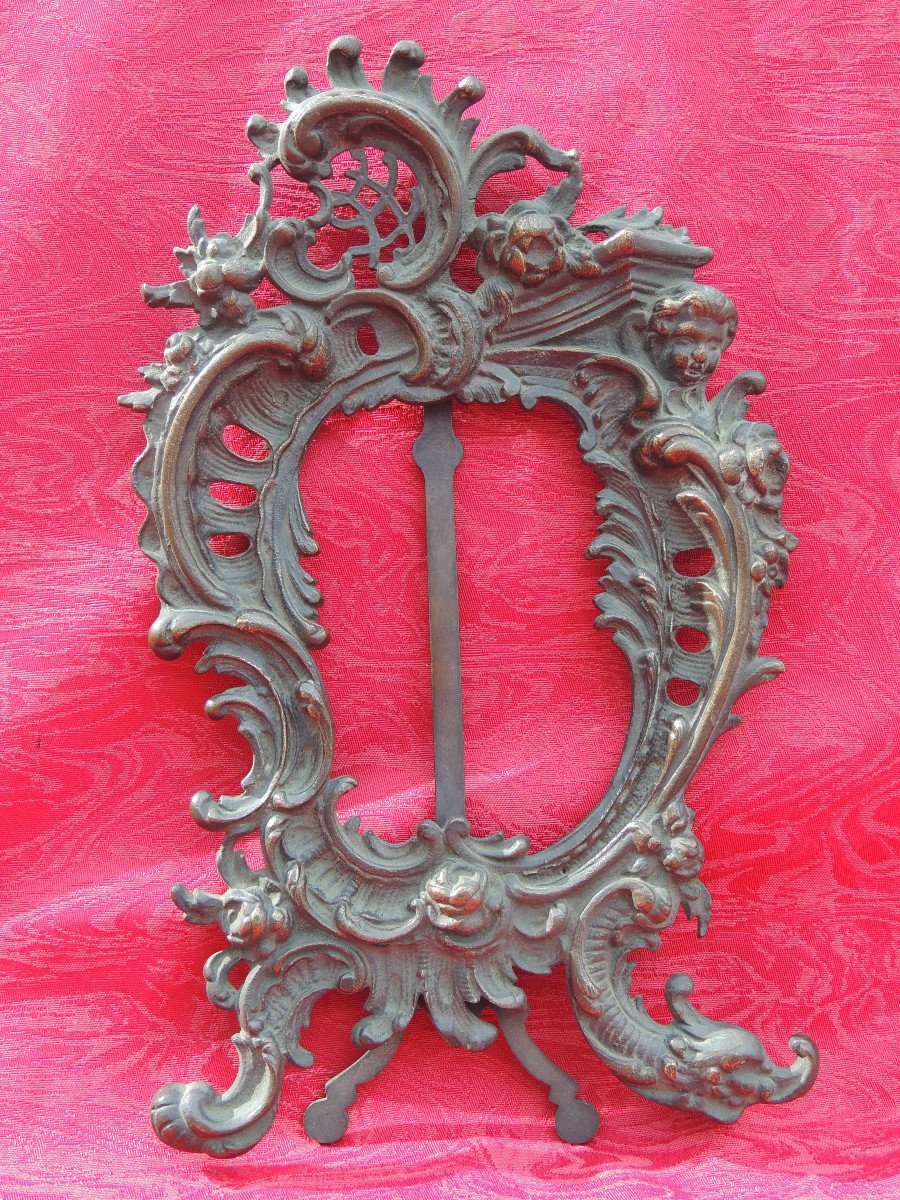 19th Century Bronze Photo Frame Rocaille Style.-photo-4