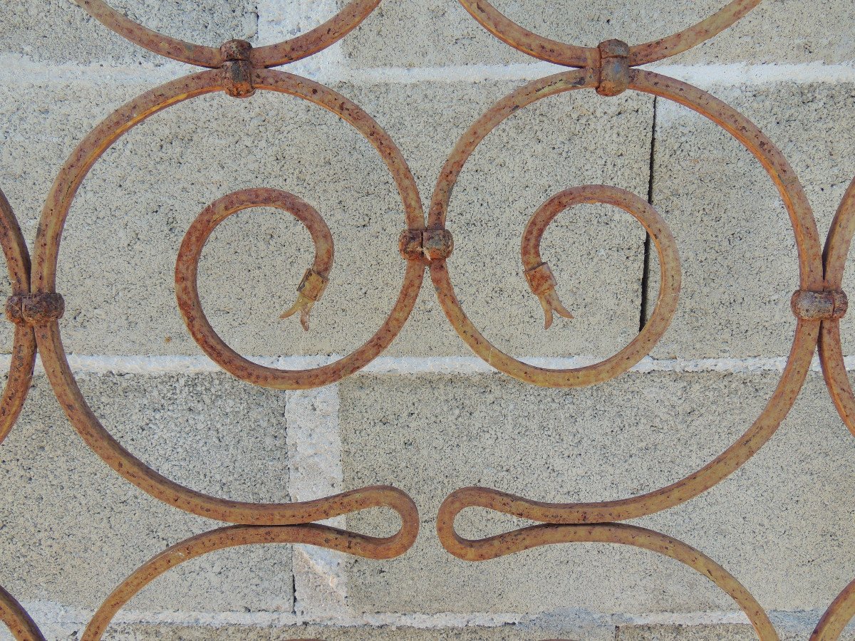 Interior Grid In Wrought Square Iron, Finely Worked Scrolls Duckbill Finish-photo-4