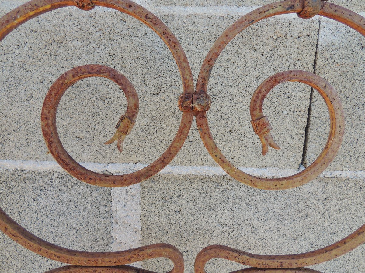 Interior Grid In Wrought Square Iron, Finely Worked Scrolls Duckbill Finish-photo-2