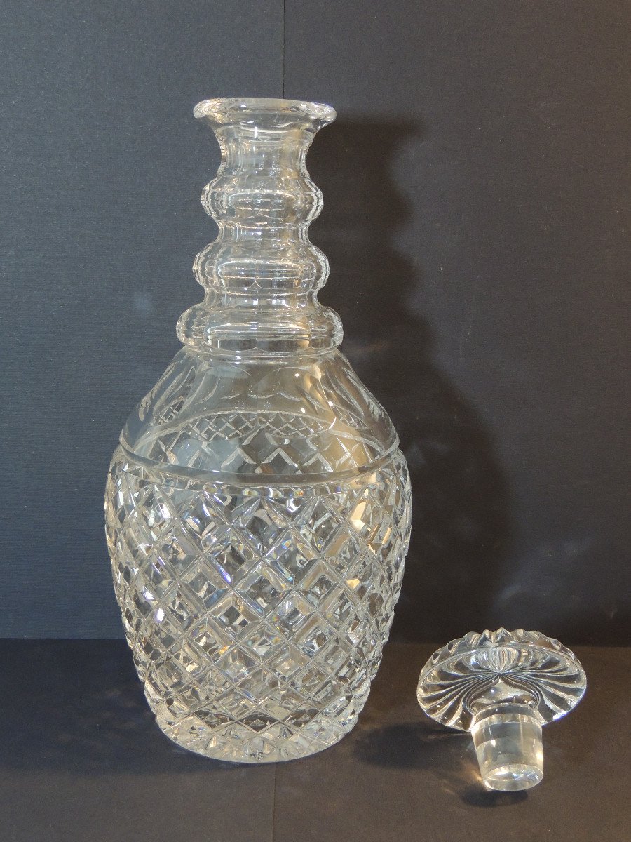 Paire De Carafes En Cristal Taillé ( Pour Le Whisky ) Du XX ème Siècle -photo-1