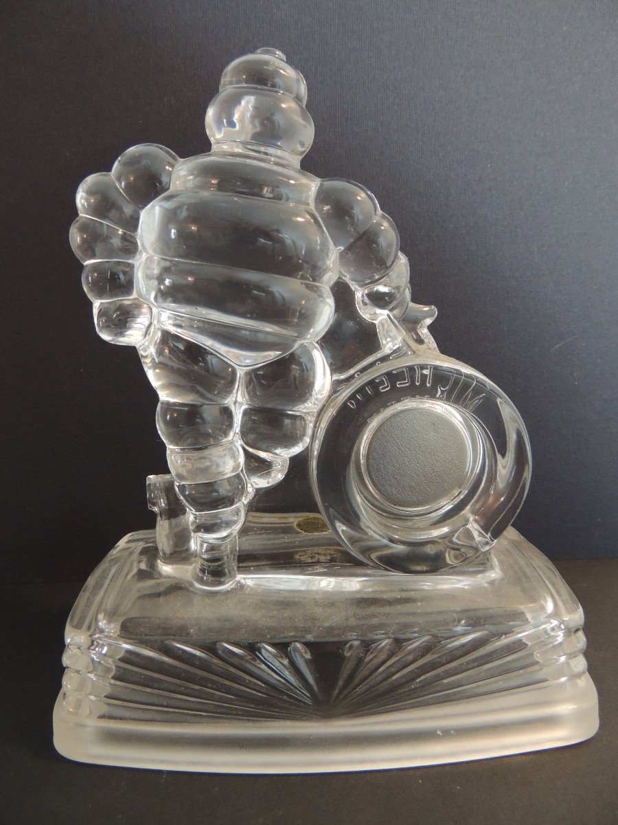Michelin Bibendum Pendulette En Cristal d'Arques Des Années 1990 , Presse Papier Publicitaire-photo-4