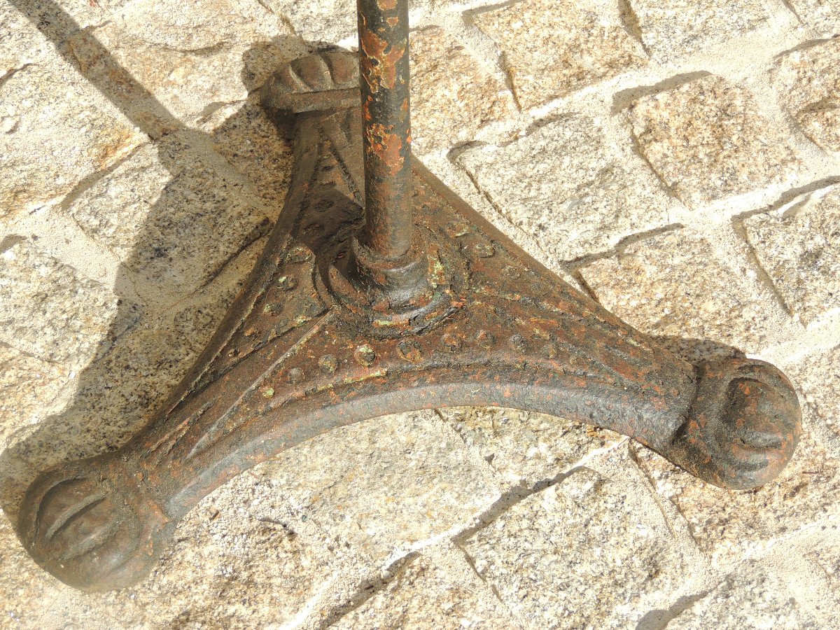 Guéridon De Bistrot , Table De Bar Pied En Fonte , Plateau Bois De Chêne-photo-4