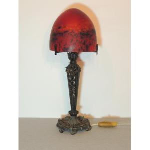 Mushroom Lamp, Glass Pate Dome, Art Nouveau, 20th