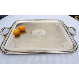 Christofle, Very Large Serving Tray In Silver Metal, Rectangular Dish, 19th 