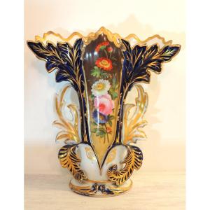 Altar Vase, Pair Of Church Vases, Ceramic In Old Paris, Napoleon III, 19th 