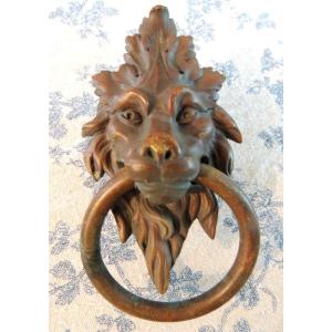 Bronze Door Handle Of A Lion Holding A Ring In Its Mouth, 19th Century