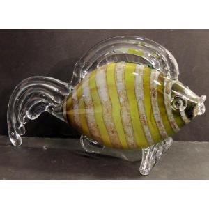 verrerie de Murano , poisson en verre soufflé  en parfait état , 20 ème 