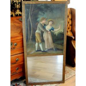 Mantelpiece ,romantic Subject Of A Young Couple , Mercury Mirror , Louis XVI ,18 ème