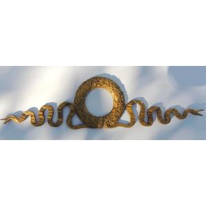 Bronze Ornament ép . Empire Style Furniture Ornament, Decorated With A Floral Wreath, 19th Century