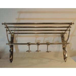 Nickel-plated Metal Mural Hat Rack, 20th Century