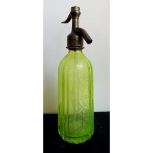 siphon en ouraline pour eau de seltz , glaciére J. Castagnéde à Mimizan cote d'argent , 20 ème