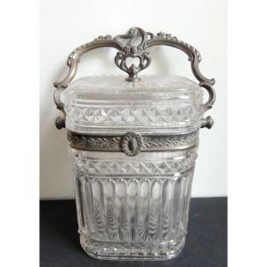 sceau à glaçons en verre taillé , service de table , Napoléon III , 19 ème 