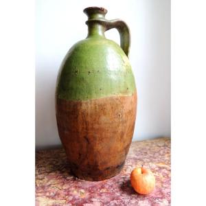 grande poterie vernissée , cruche à huile , terre cuite charentaise chapelle des pots , 18  ème