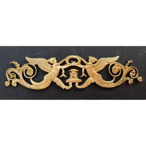 Bronze Ornament For Empire-era Furniture Decoration, Winged Mermaid Figures, 19th Century 