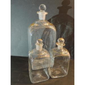 Flacon à Parfum , Bouteilles Pour Parfum En Verre Soufflé , Décor Louis XVI , 18 ème Siècle 