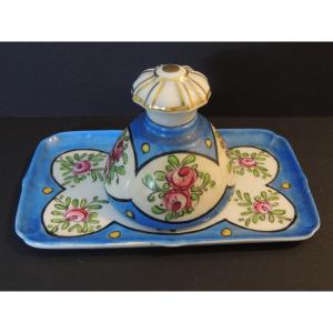 Flacon à Parfum En Porcelaine De Sèvres Avec Son Plateau, 19 ème Siècle