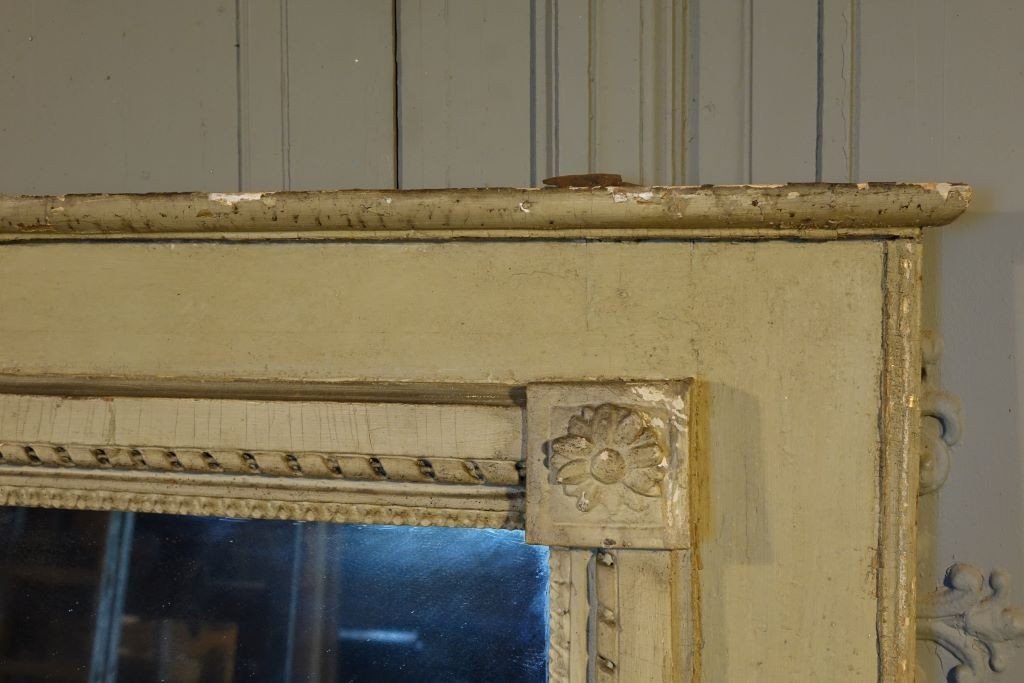 Miroir Trumeau De Cheminée d'époque Louis XVI en bois sculpté-photo-1