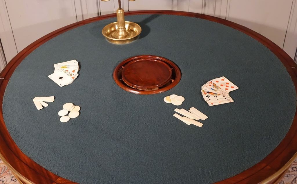 Table De Jeu à Cassetin Central d'époque Louis XVI-photo-2