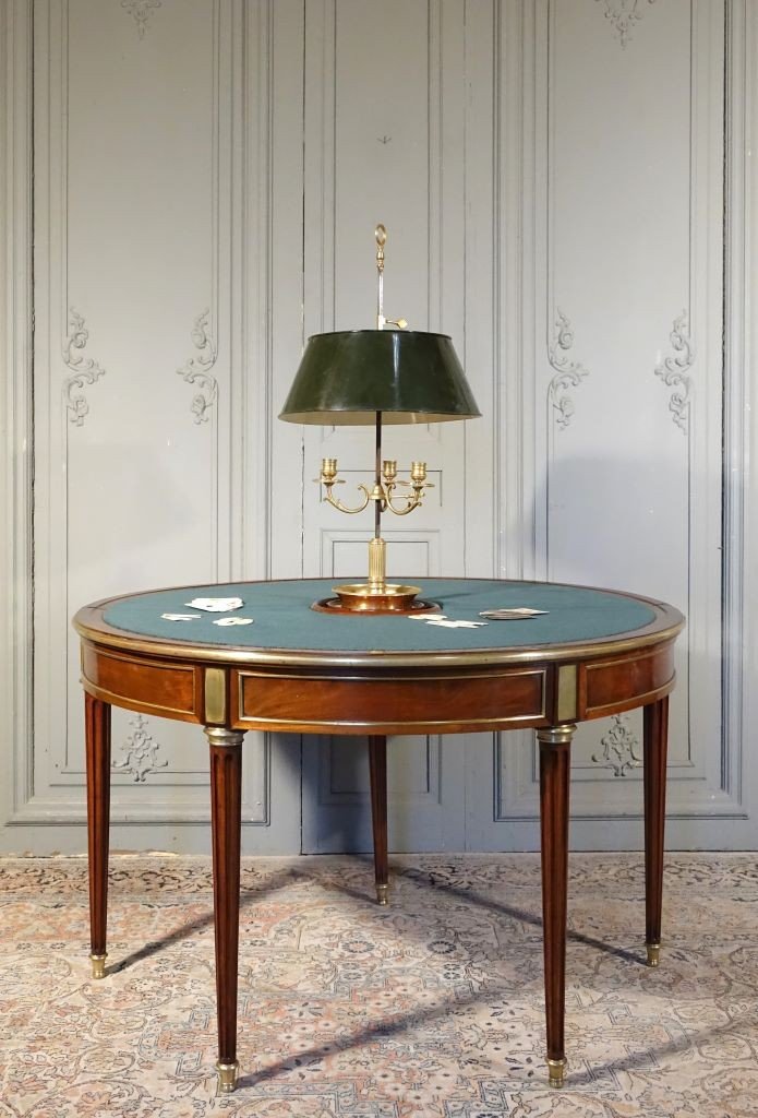 Table De Jeu à Cassetin Central d'époque Louis XVI
