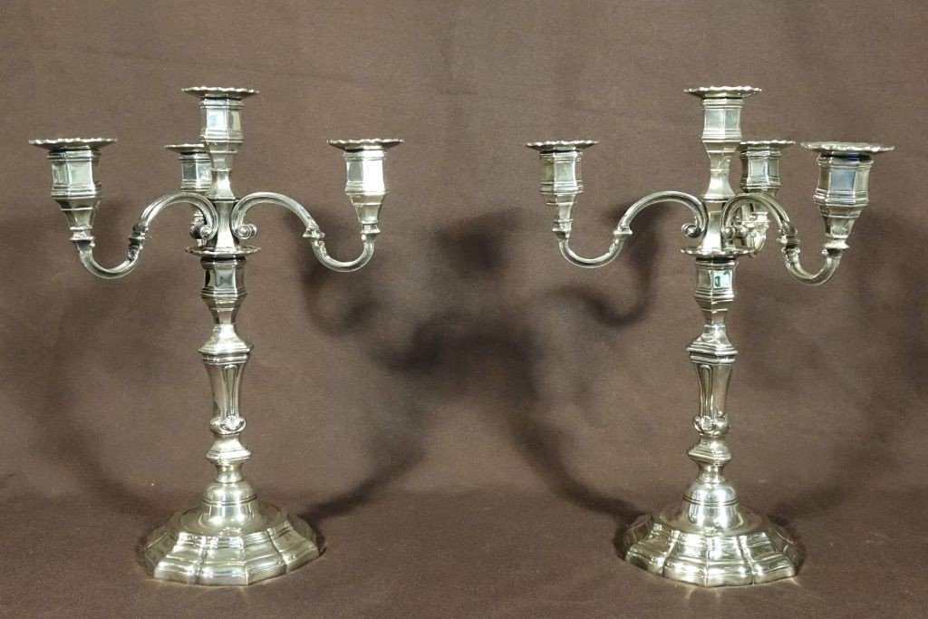Pair Of Silver Metal Candlesticks