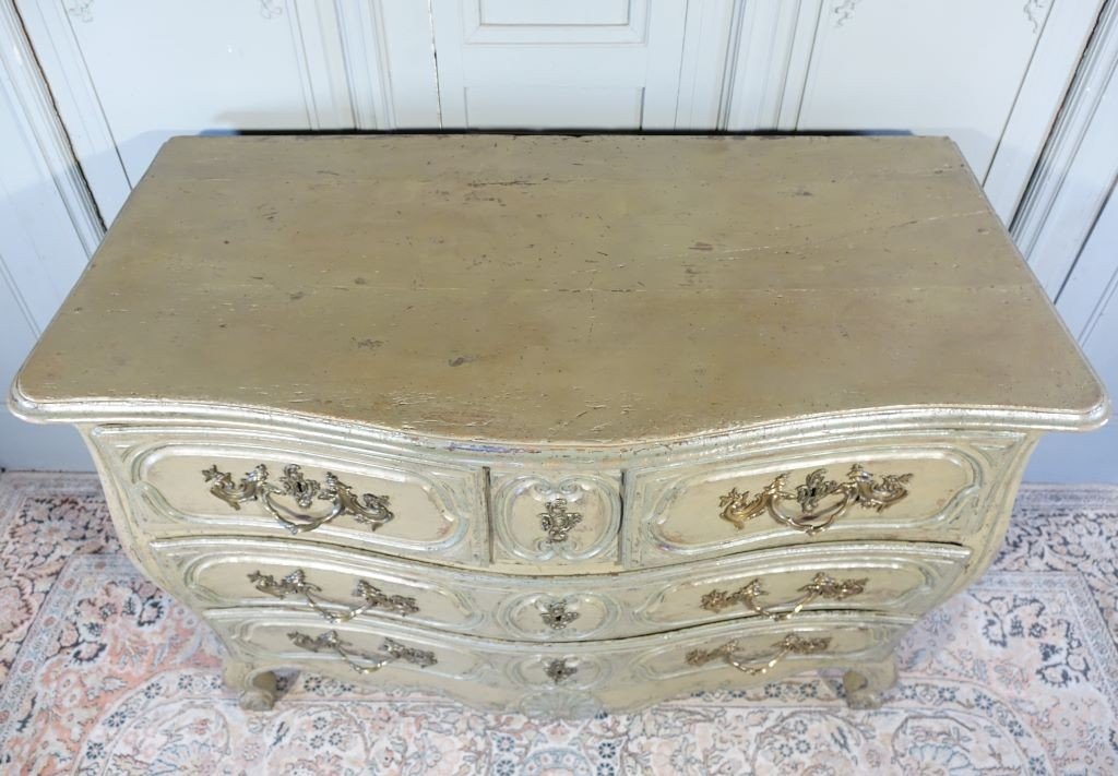 Commode Tombeau d'époque Louis XV en bois peint. Epoque XVIIIème-photo-2