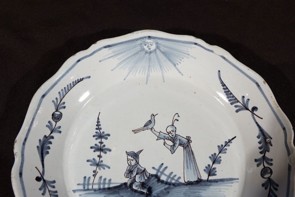 Assiette Faïence De Nevers XVIIIème. Décor Aux Chinois -photo-2