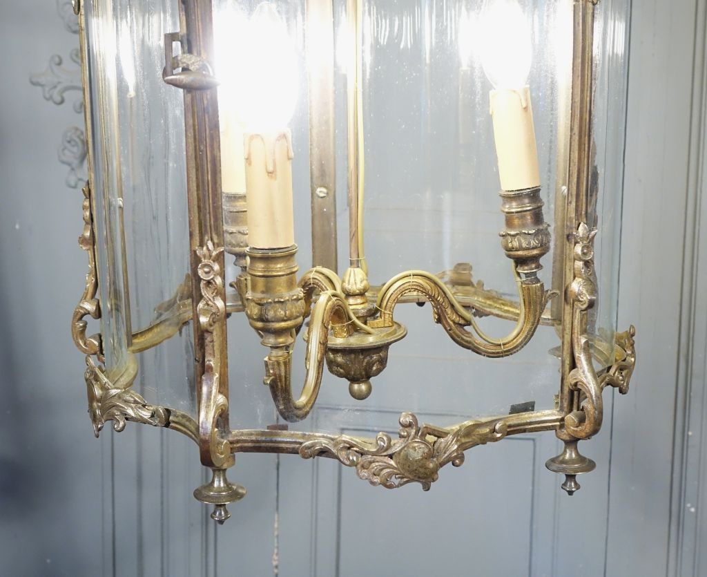 Large Louis XV Style Hall Lantern In Gilt Bronze-photo-4