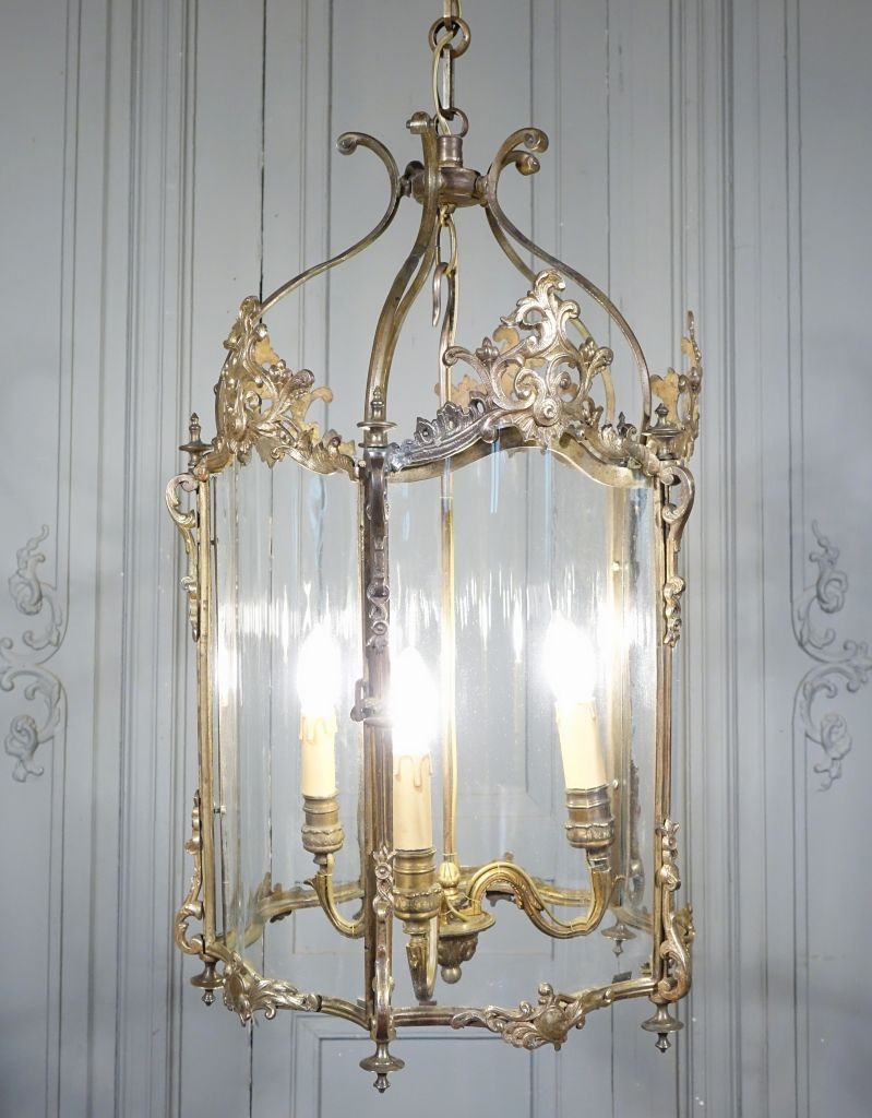 Large Louis XV Style Hall Lantern In Gilt Bronze