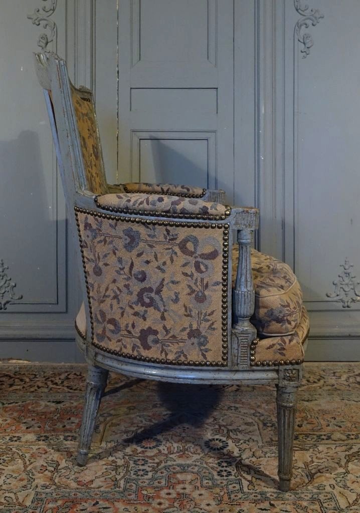 Louis XVI Period Shepherdess In Painted Wood-photo-4
