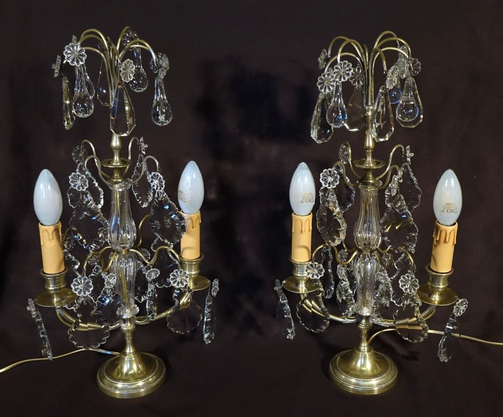Pair Of Louis XVI Style Girandoles In Silver-plated Bronze-photo-2