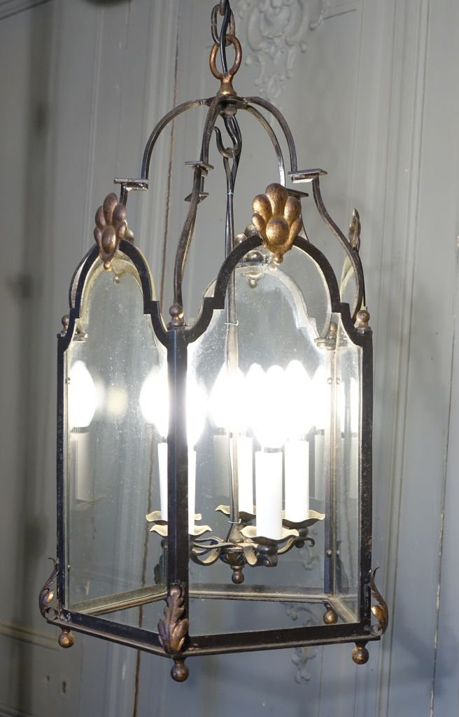 Louis XIV Style Wrought Iron Vestibule Lantern-photo-4