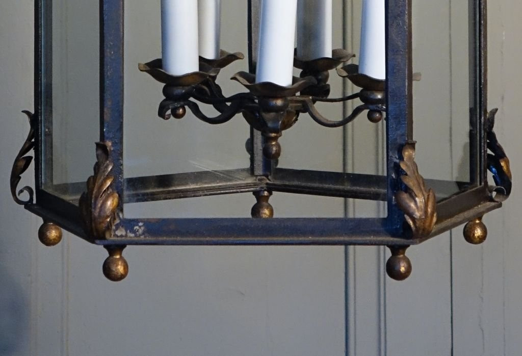 Louis XIV Style Wrought Iron Vestibule Lantern-photo-2