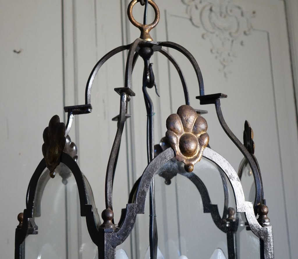Louis XIV Style Wrought Iron Vestibule Lantern-photo-3