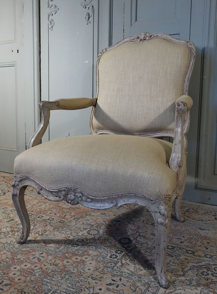 Fauteuil à la Reine d'époque Louis XV estampillé M.POLLET-photo-3
