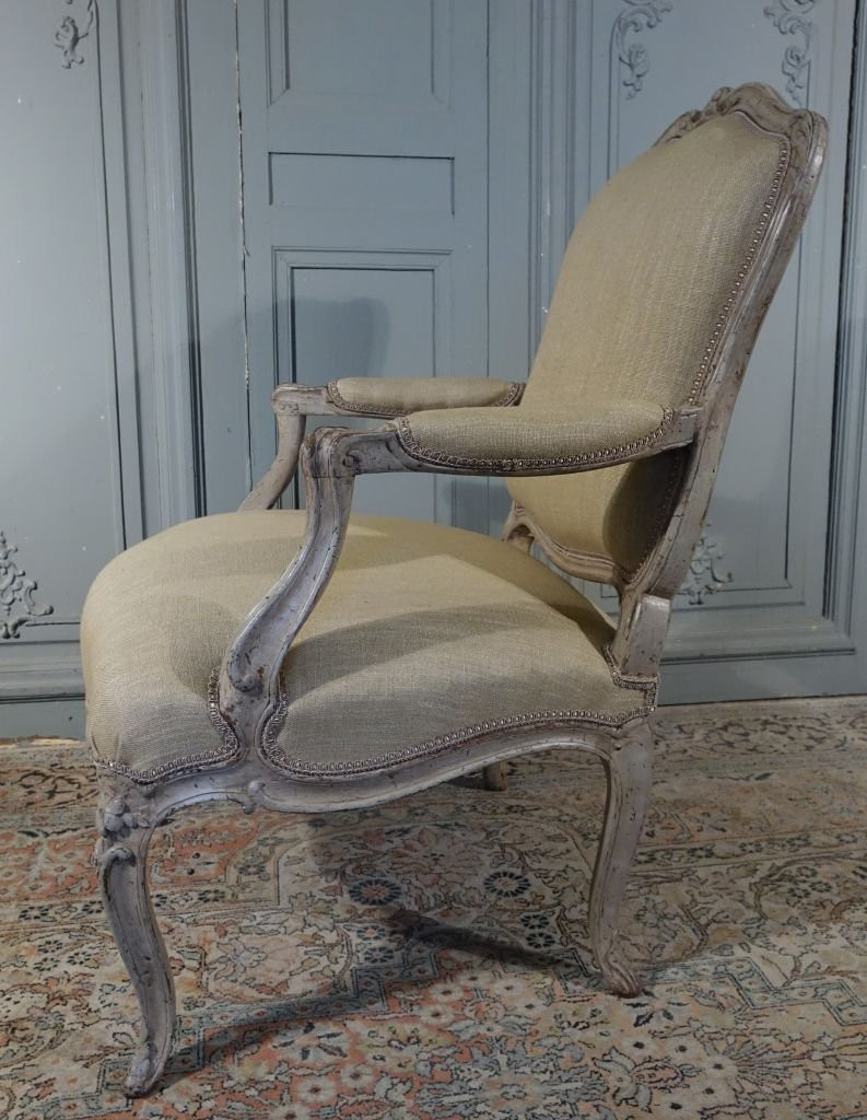 Fauteuil à la Reine d'époque Louis XV estampillé M.POLLET-photo-4