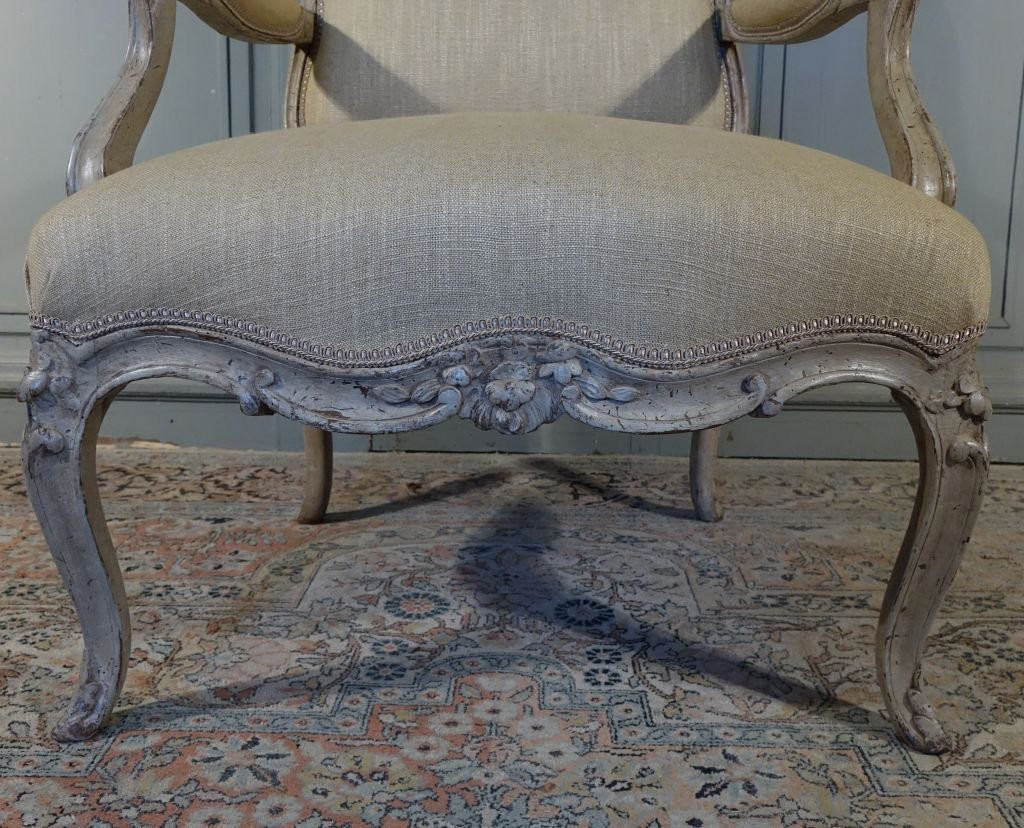 Fauteuil à la Reine d'époque Louis XV estampillé M.POLLET-photo-4