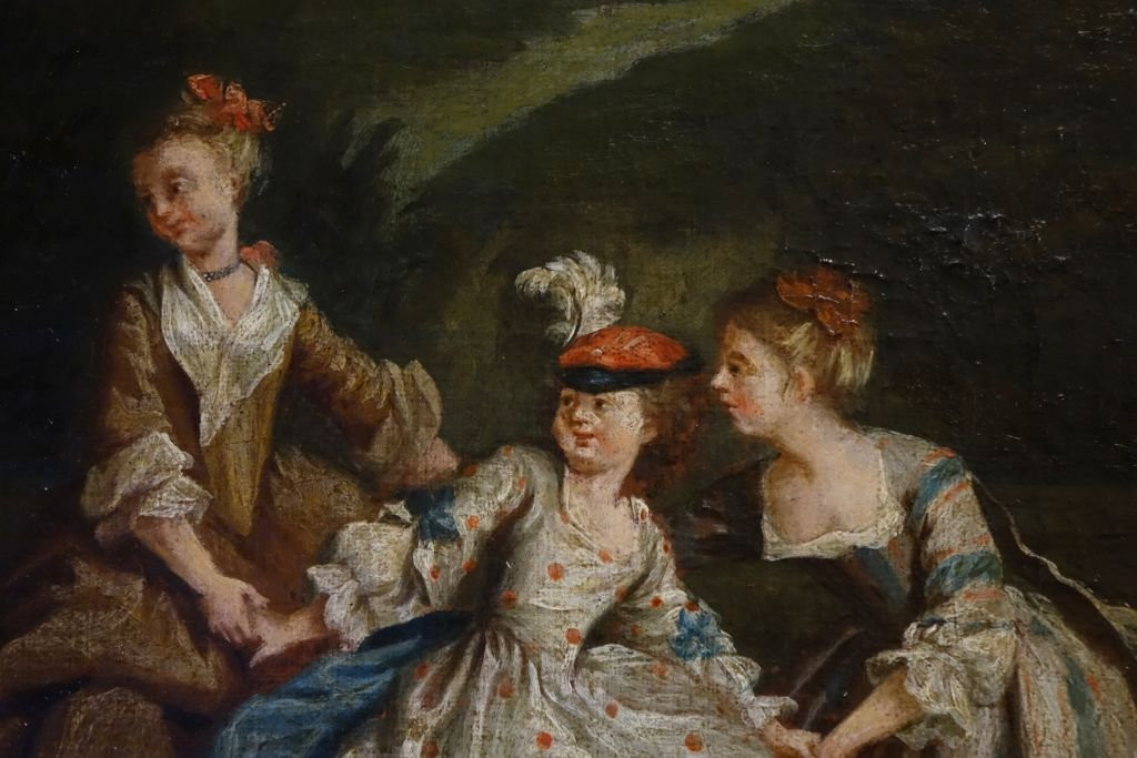 Large Oil On Canvas, 18th Century, Follower Of Jf Nollekens-photo-1