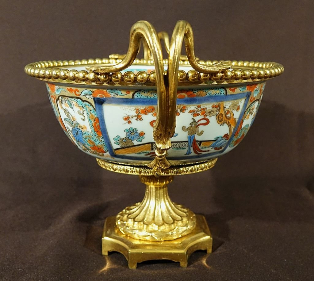 Imari Porcelain Bowl With Gilt Bronze Mounts-photo-2