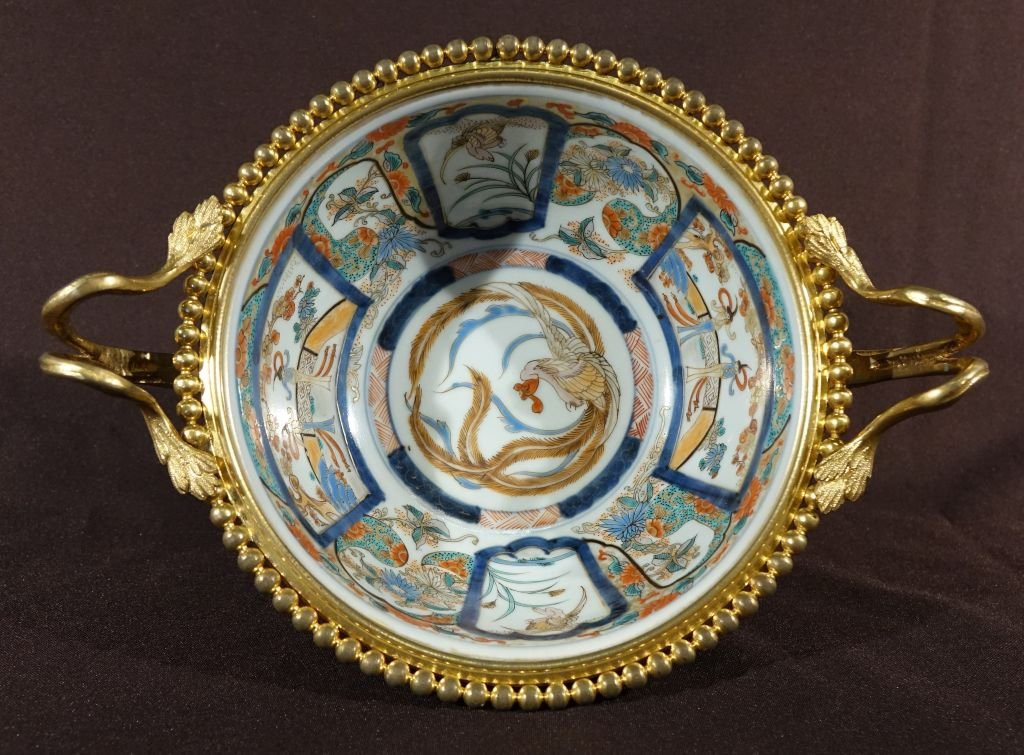 Imari Porcelain Bowl With Gilt Bronze Mounts-photo-4