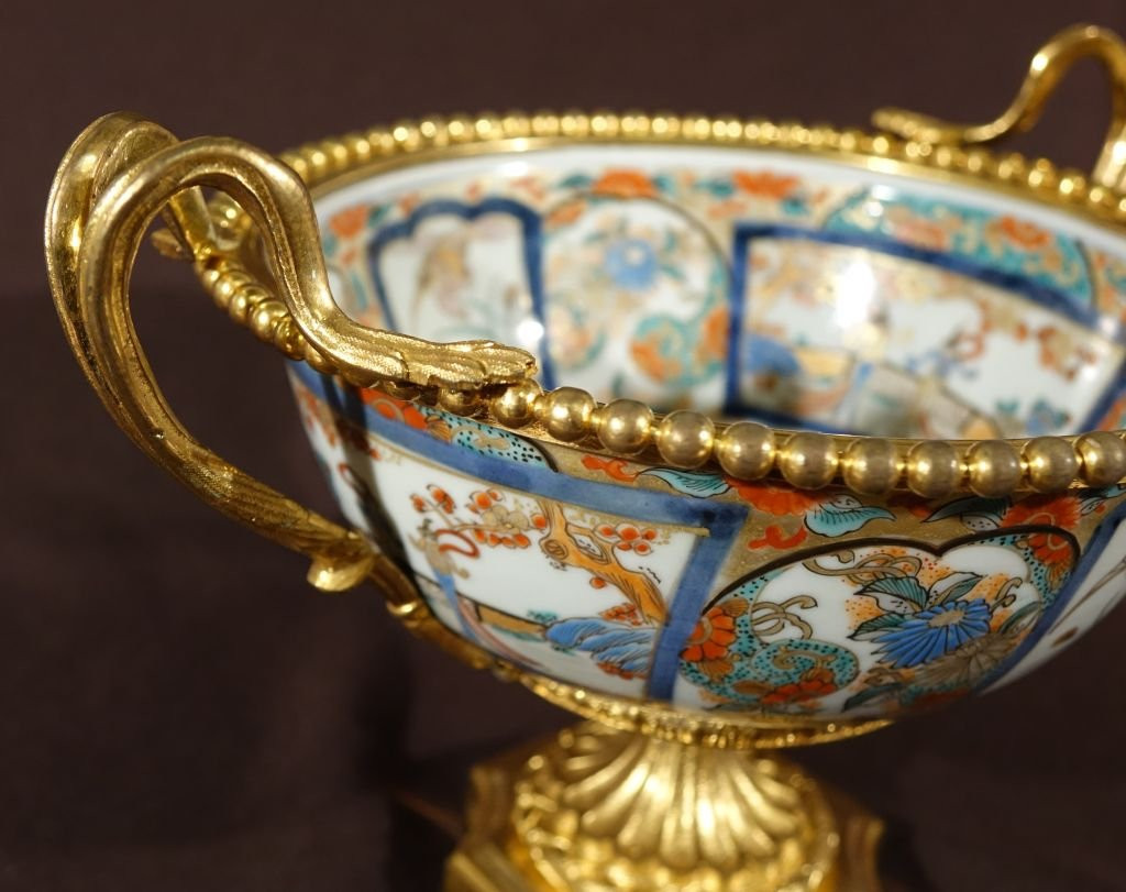 Imari Porcelain Bowl With Gilt Bronze Mounts-photo-7