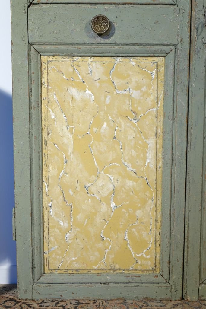 Paire de portes peintes faux marbre d'époque XVIIIème-photo-4
