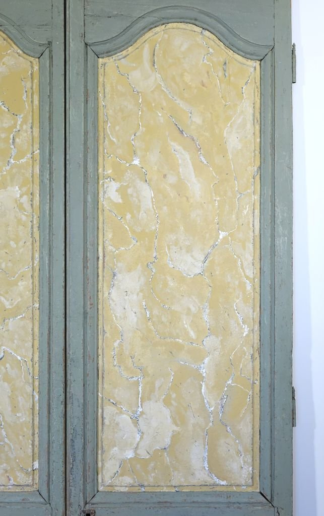 Paire de portes peintes faux marbre d'époque XVIIIème-photo-6