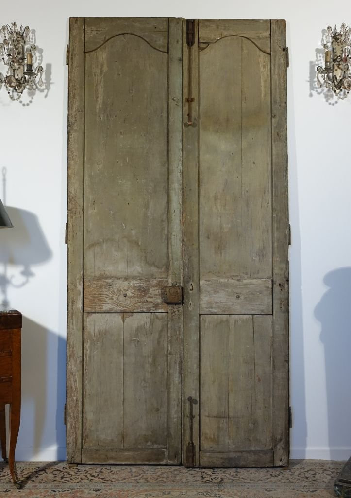 Paire de portes peintes faux marbre d'époque XVIIIème-photo-7