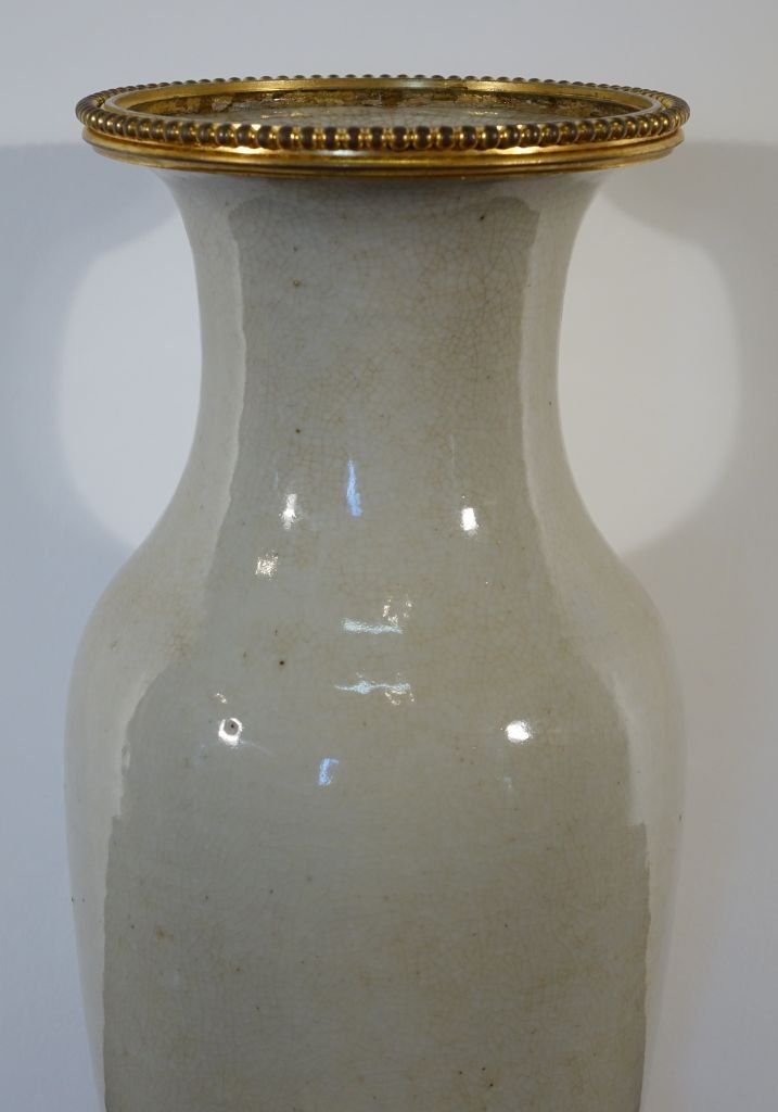 Large Celadon Porcelain Vase With A Gilded Bronze Mount-photo-1