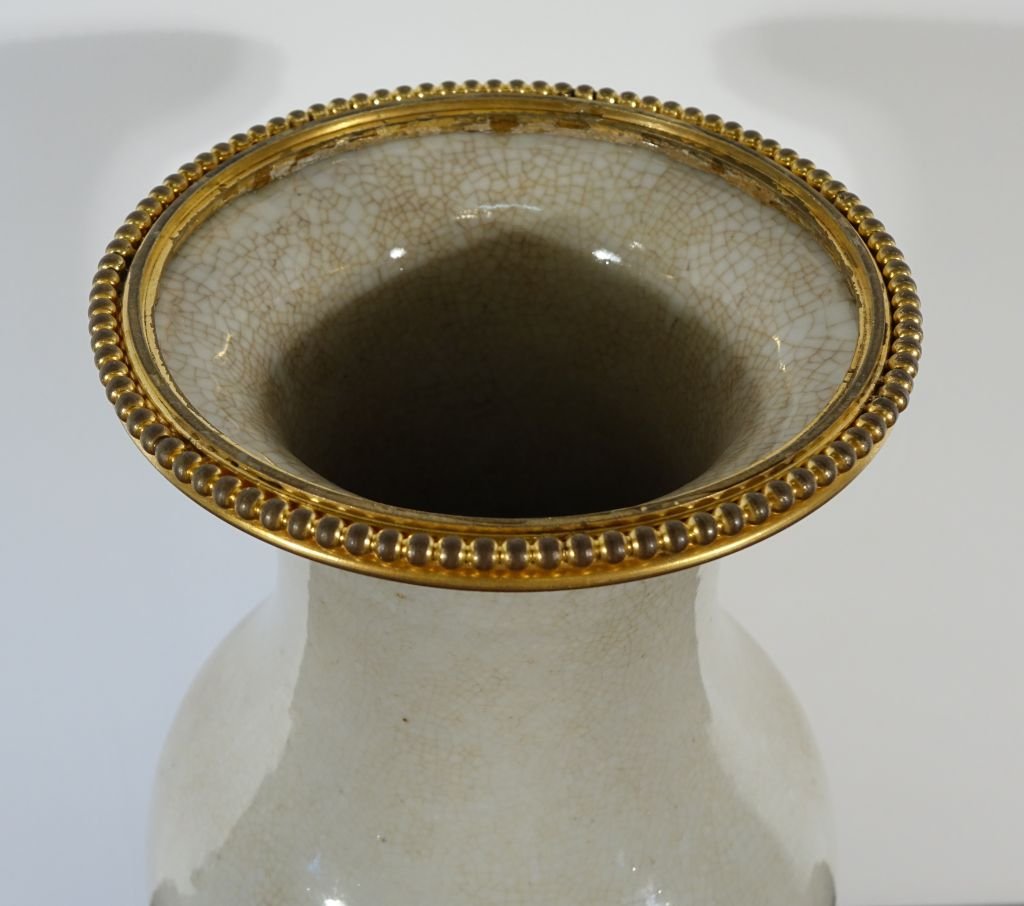 Large Celadon Porcelain Vase With A Gilded Bronze Mount-photo-2