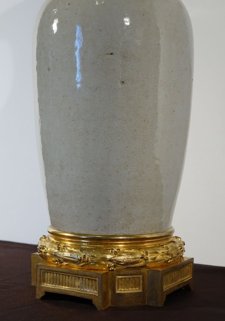 Large Celadon Porcelain Vase With A Gilded Bronze Mount-photo-3