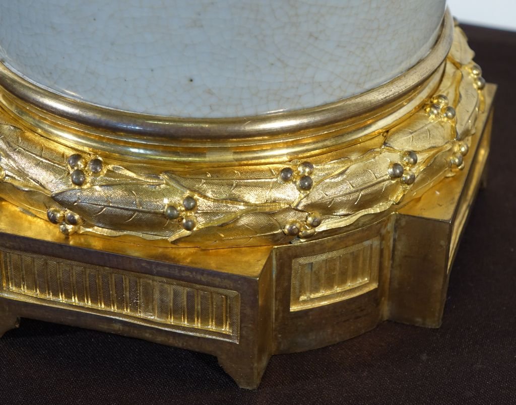 Large Celadon Porcelain Vase With A Gilded Bronze Mount-photo-6