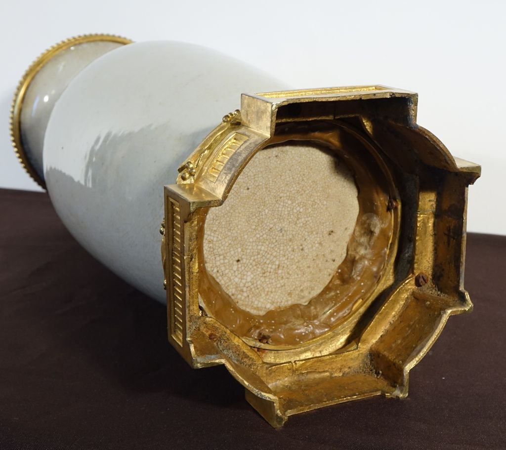 Large Celadon Porcelain Vase With A Gilded Bronze Mount-photo-7