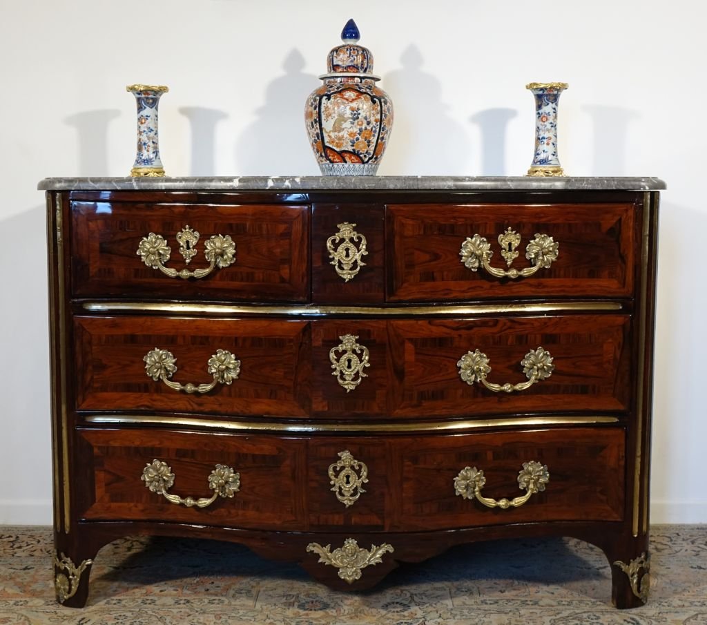 Commode en marqueterie d'époque Régence-photo-2