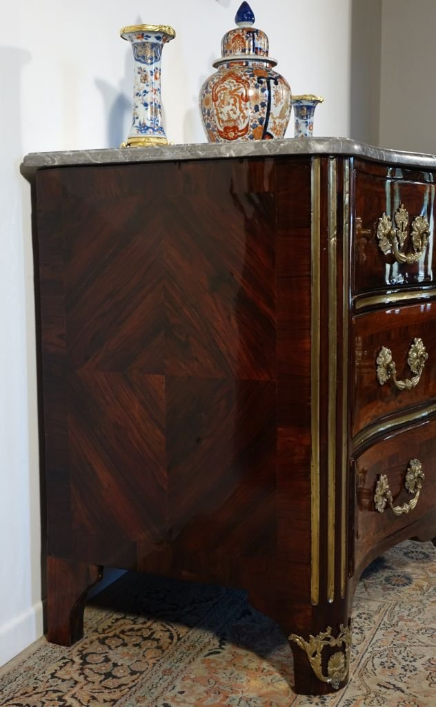 Commode en marqueterie d'époque Régence-photo-2